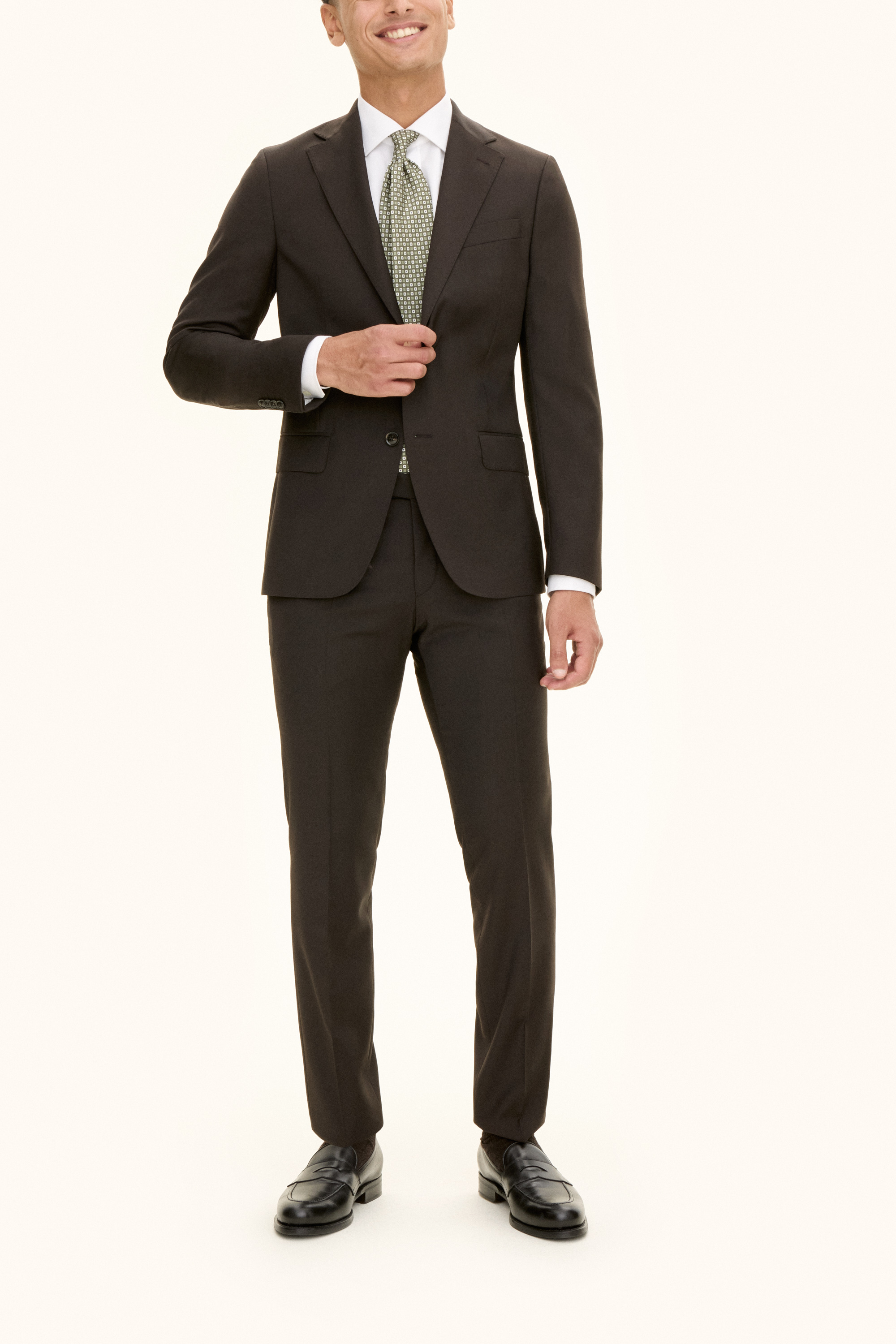 Oscar Jacobson Slim Fit Microstructure Kostym - stl. 56 - Mörkbrun - Herr