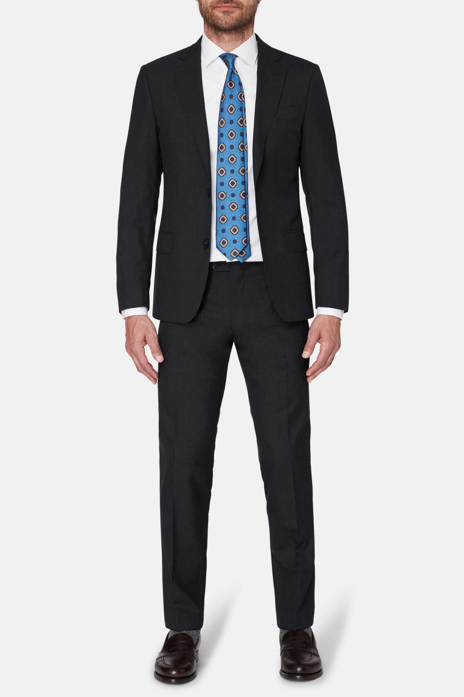 Oscar Jacobson Slim Fit Microstructure Kostym - stl. 100 - Mörkgrå - Herr