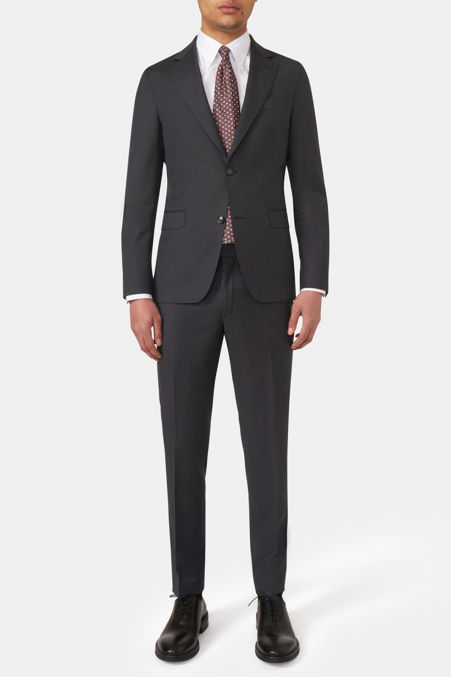 Oscar Jacobson Slim Fit Birdseye Kostym - stl. 48 - Mörkgrå - Herr