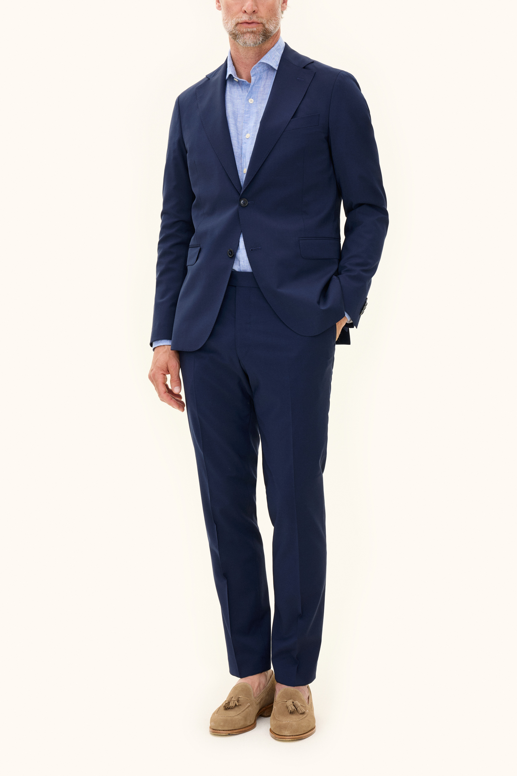 Oscar Jacobson Slim Fit Microstructure Kostym - stl. 46 - Mörkblå - Herr