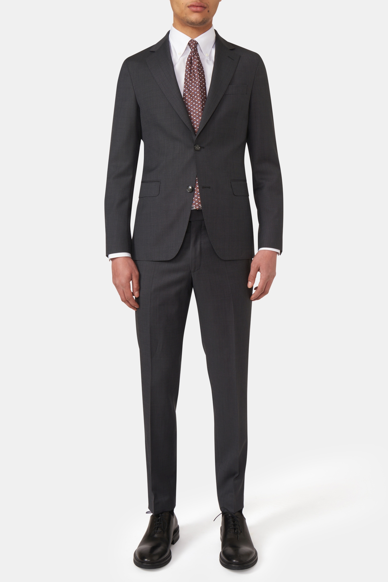 Oscar Jacobson Slim Fit Birdseye Kostym - stl. 52 - Mörkgrå - Herr