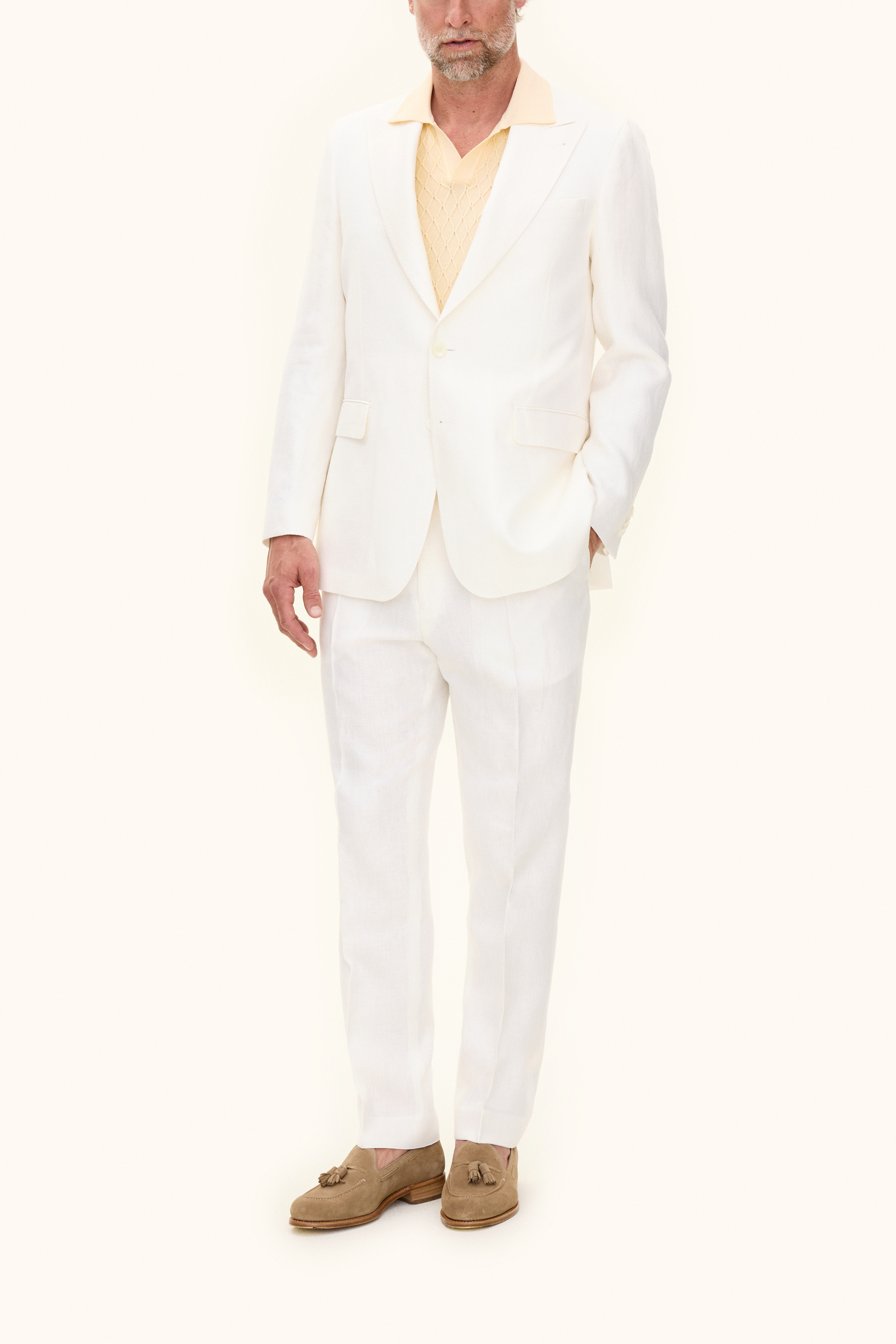 Oscar Jacobson Regular Fit Twillkostym - stl. 52 - Vit - Herr