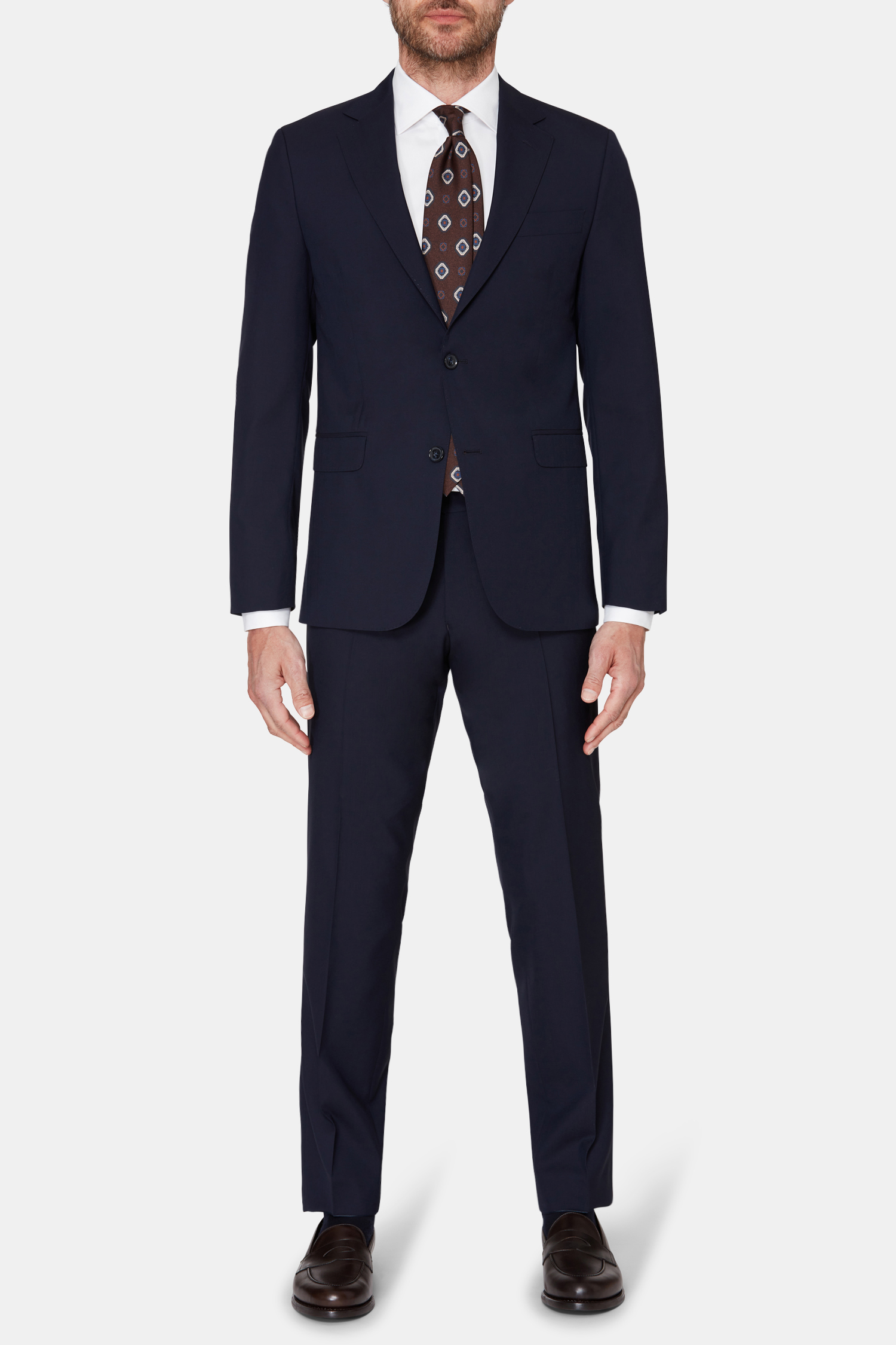 Oscar Jacobson Regular Fit Microstructure Kostym - stl. 48 - Mörkblå - Herr