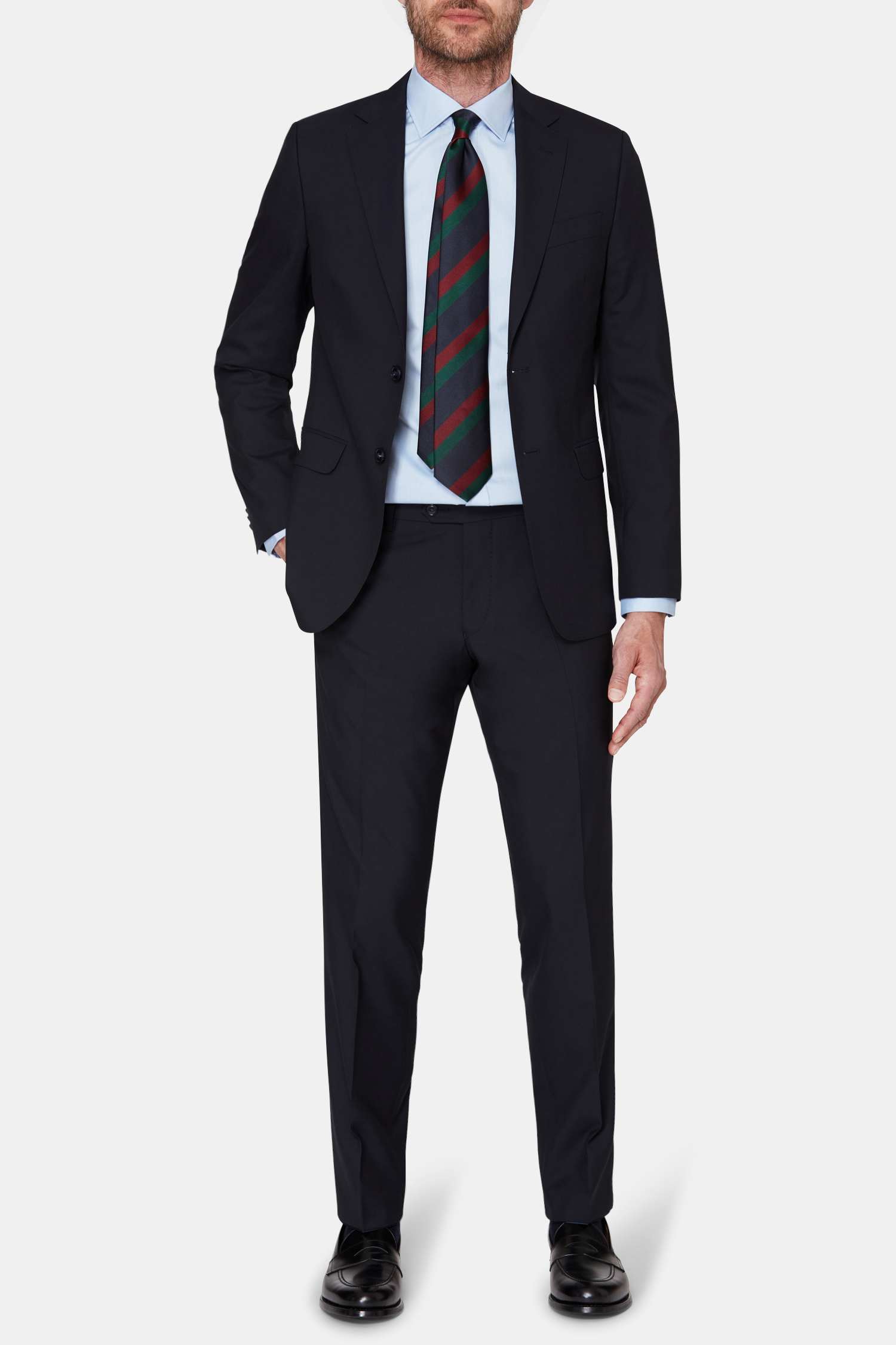Oscar Jacobson Regular Fit Microstructure Kostym - stl. 148 - Mörkblå - Herr