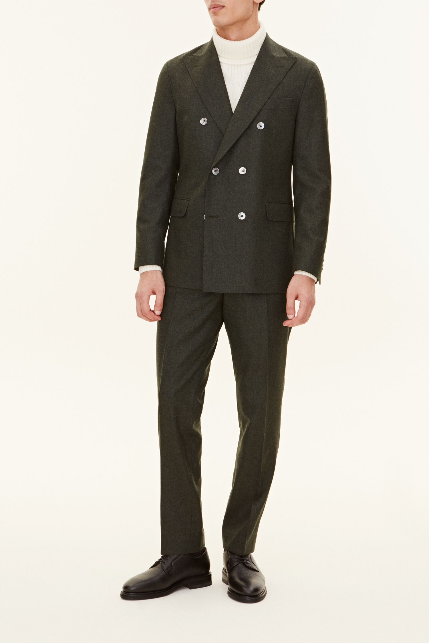 Oscar Jacobson Regular Fit Dubbelknäppt Flanellkostym - stl. 54 - Grön - Herr