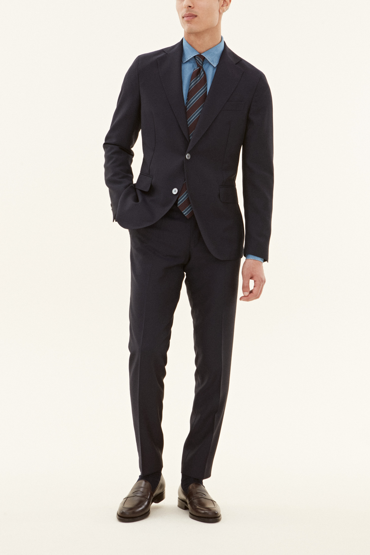 Oscar Jacobson Regular Fit Tropical Wool Kostym - stl. 104 - Mörkblå - Herr
