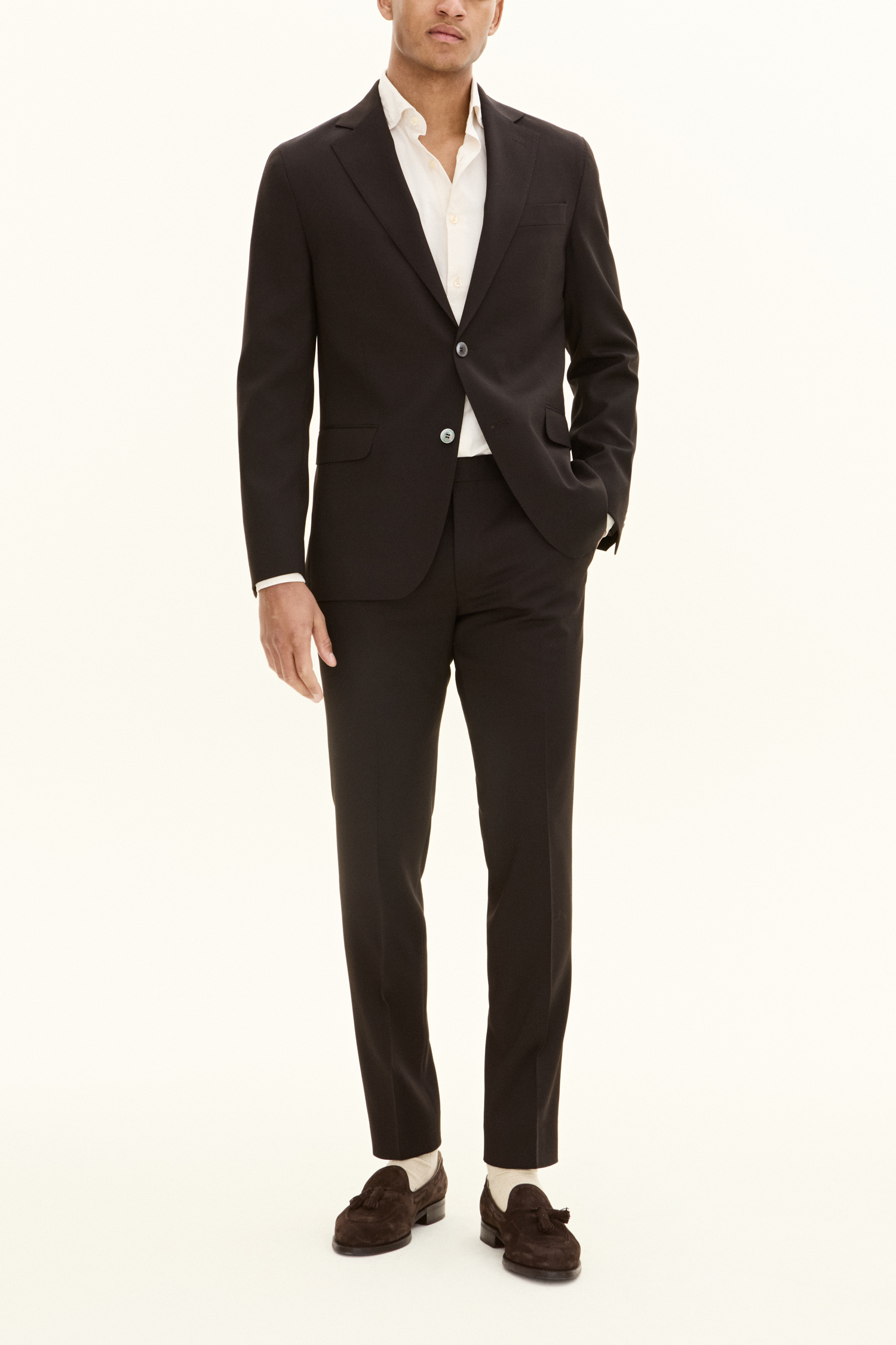 Oscar Jacobson Regular Fit Tropical Wool Kostym - stl. 50 - Brun - Herr