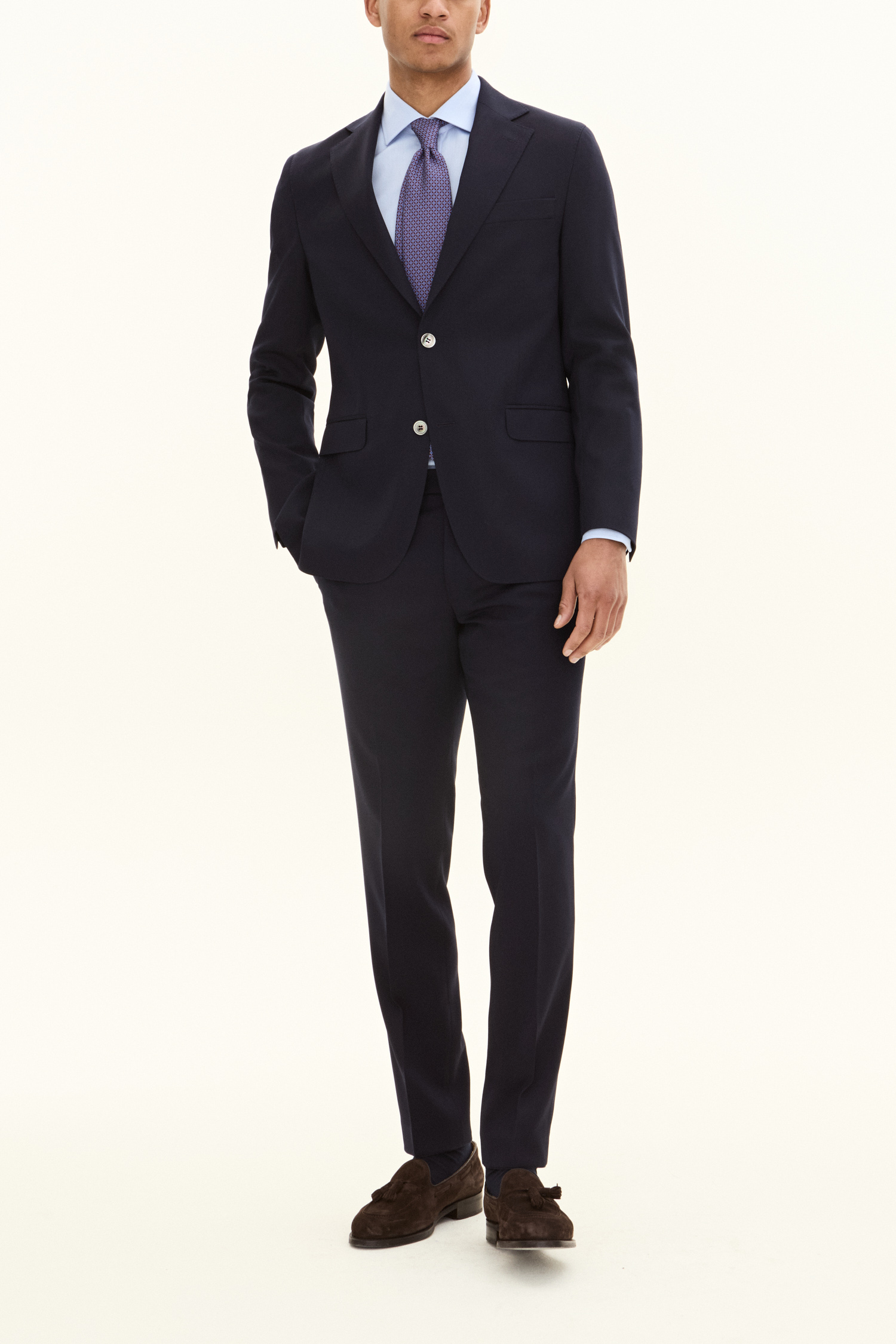 Oscar Jacobson Regular Fit Tropical Wool Kostym - stl. 52 - Mörkblå - Herr