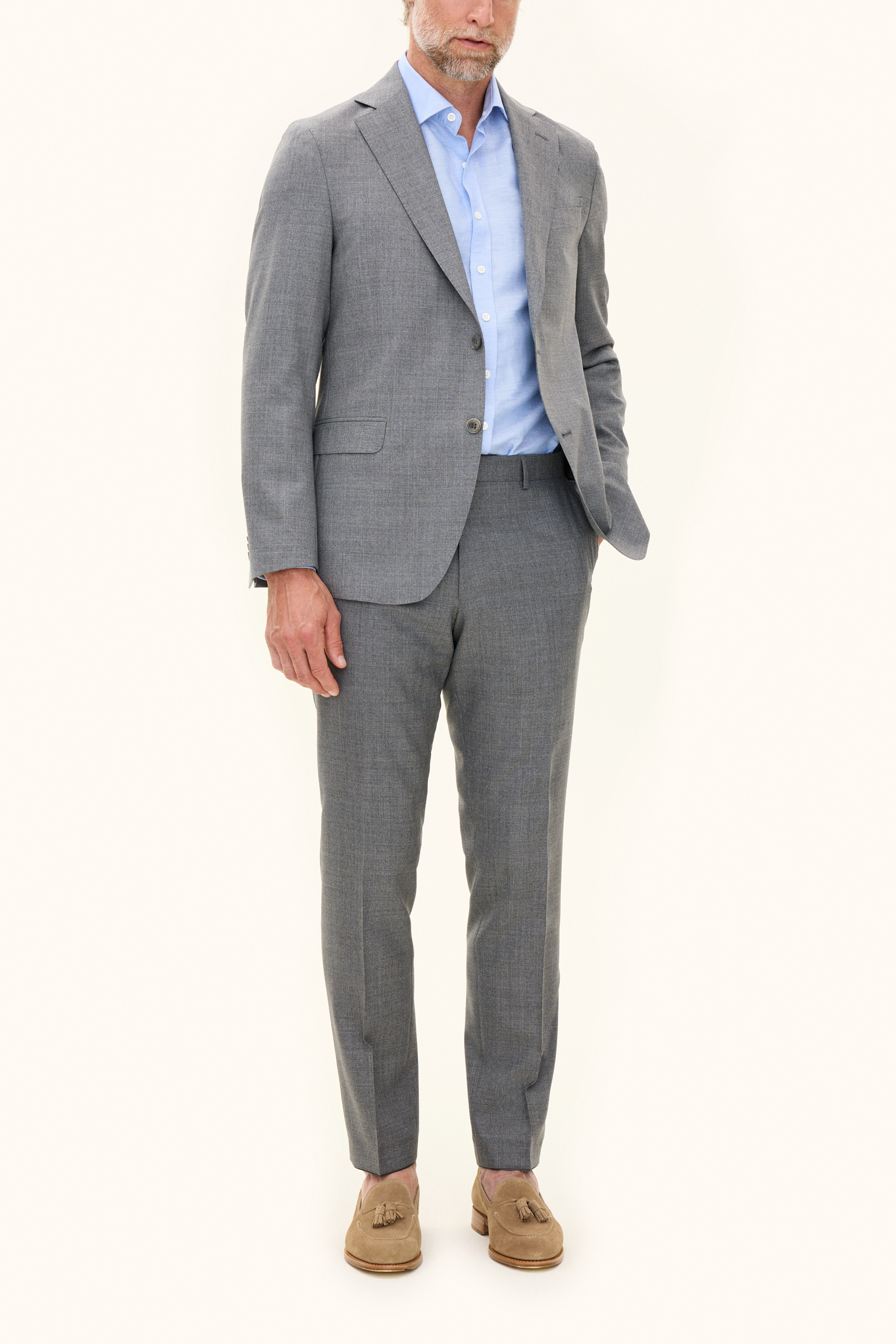 Oscar Jacobson Regular Fit Sharkskin Dress - str. 46 - Menn