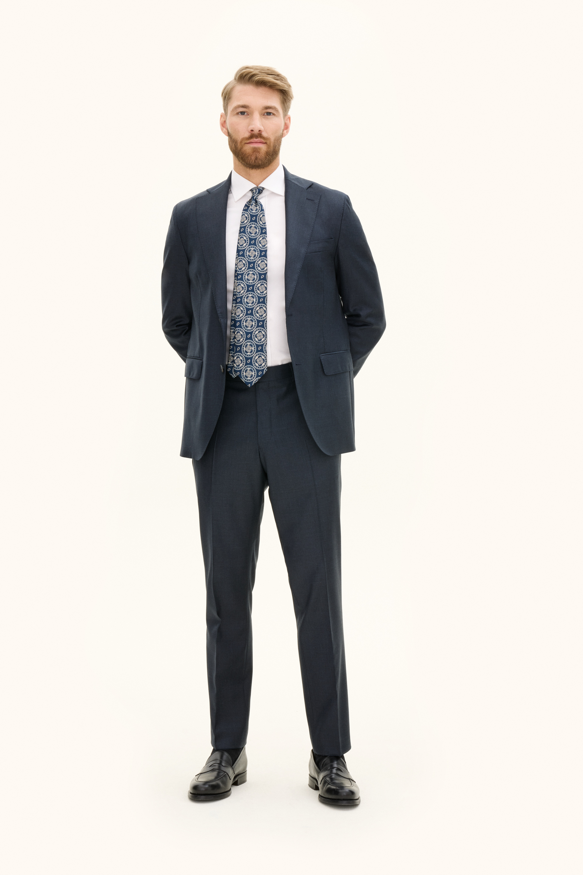 Oscar Jacobson - Regular Fit Slät Kostym - stl. 50 - Mörkblå - Herr