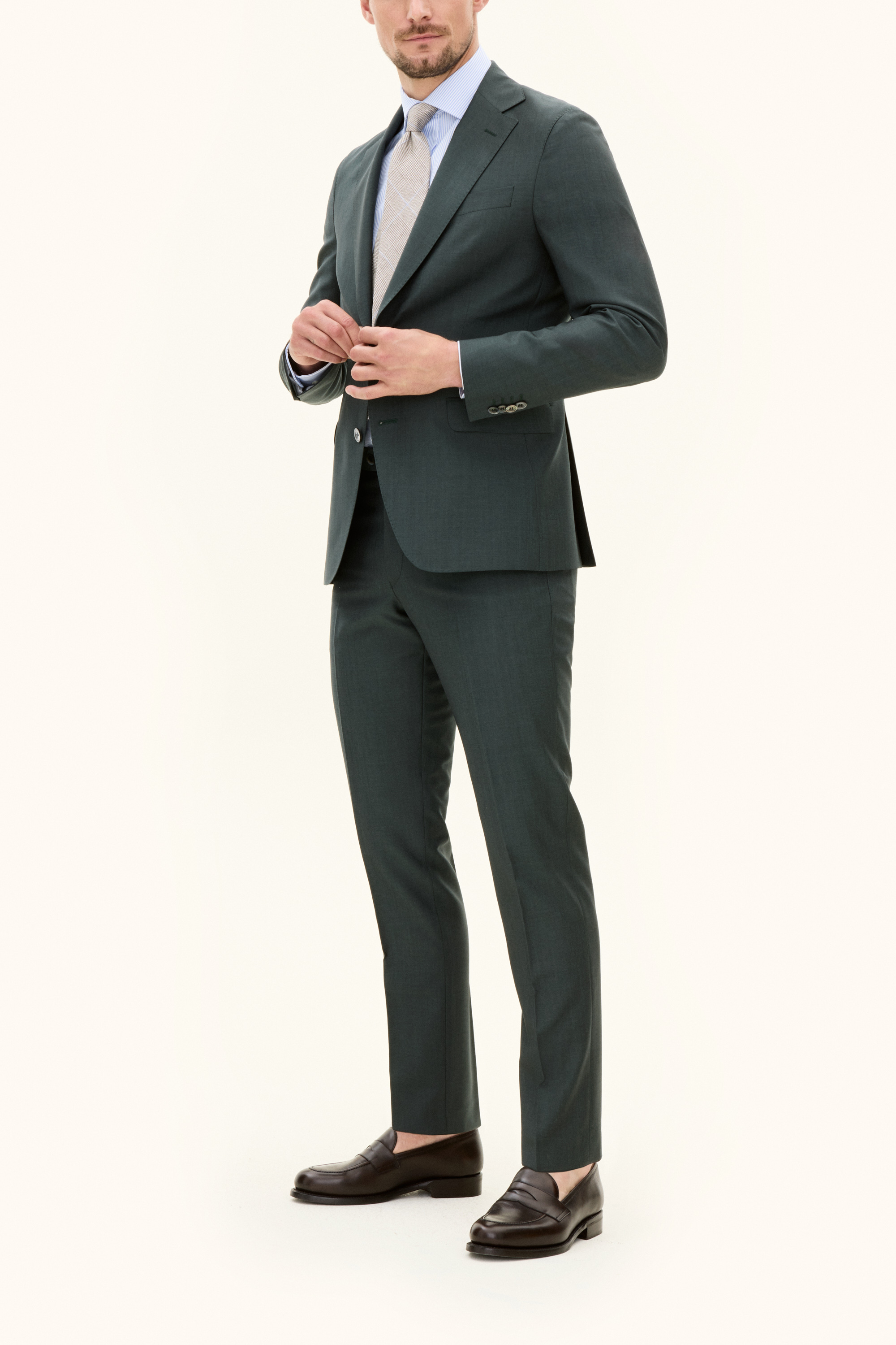 Oscar Jacobson Regular Fit Ull och Mohairkostym - stl. 54 - Grön - Herr
